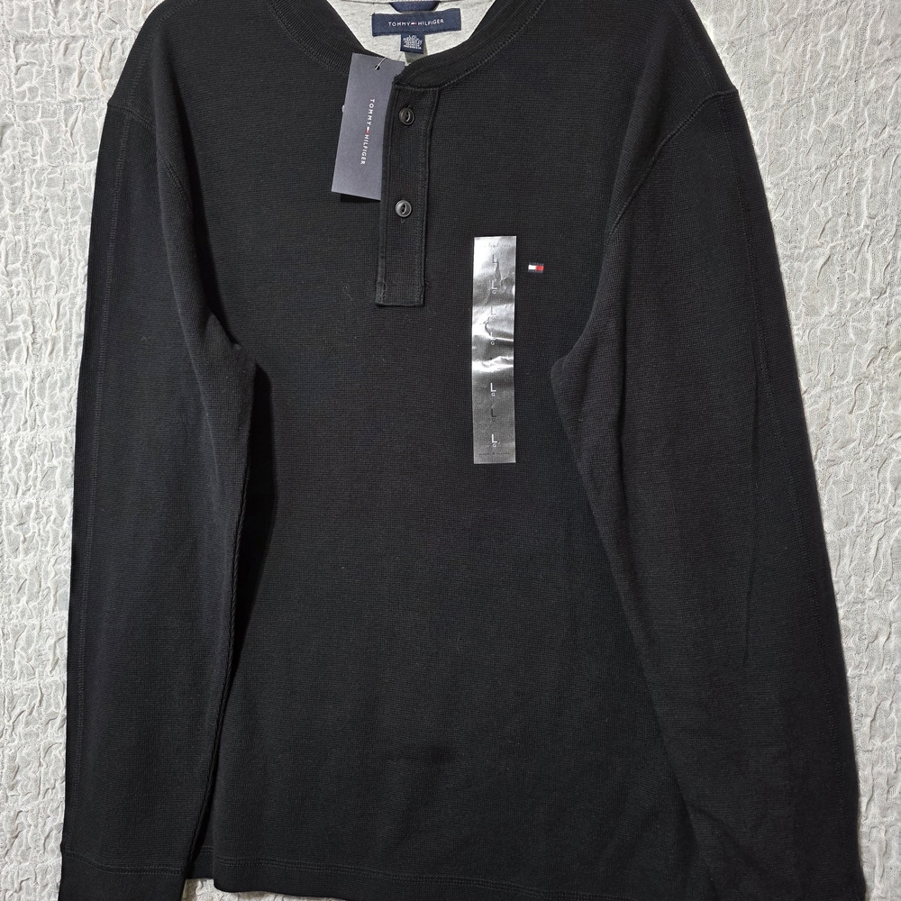 Tommy Hilfiger Men's Black Henley Shirt